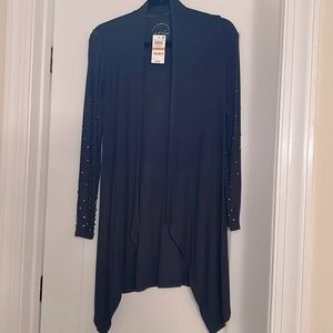 NWT INC Long Navy Blue Studded Sleeves Cardigan Duster Size S